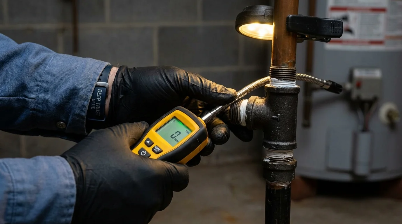 Gas leak detection with electronic sniffer by Johns Plumbing LLC in Clarksburg